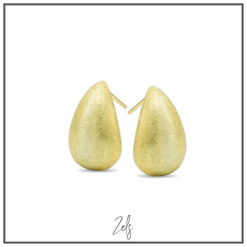 Oorbellen druppel geborsteld verguld