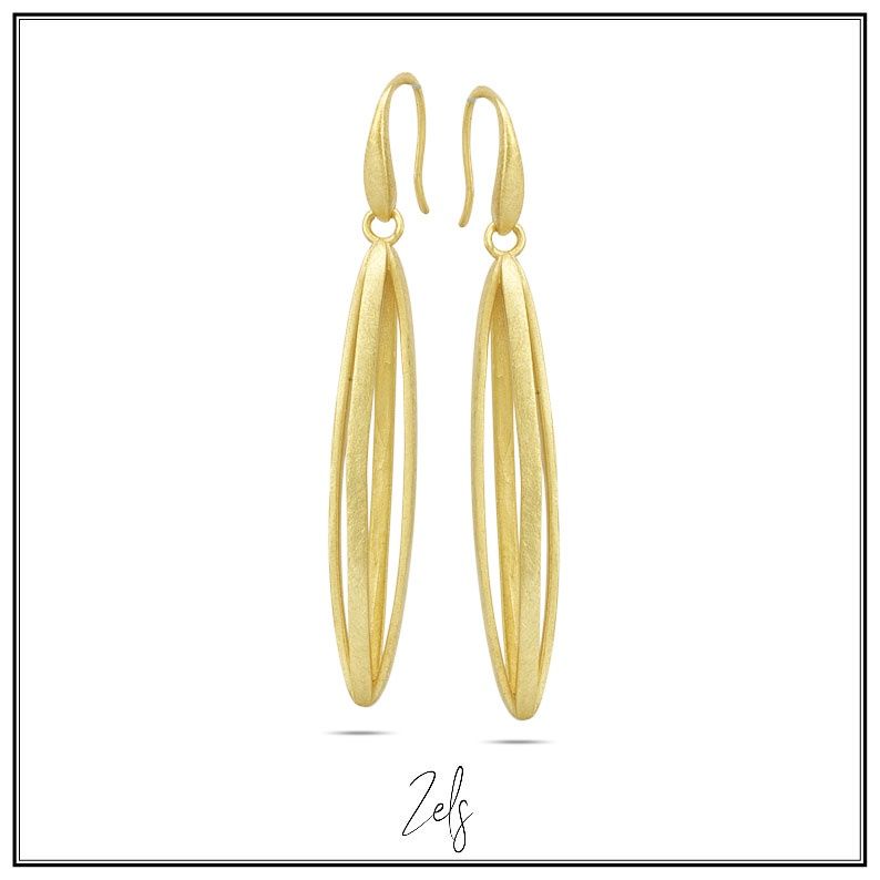 Oorbellen hangend langwerpig geborsteld verguld