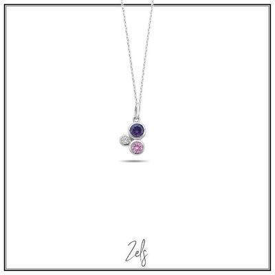 Ketting met hanger amethist/pink/white zirconium