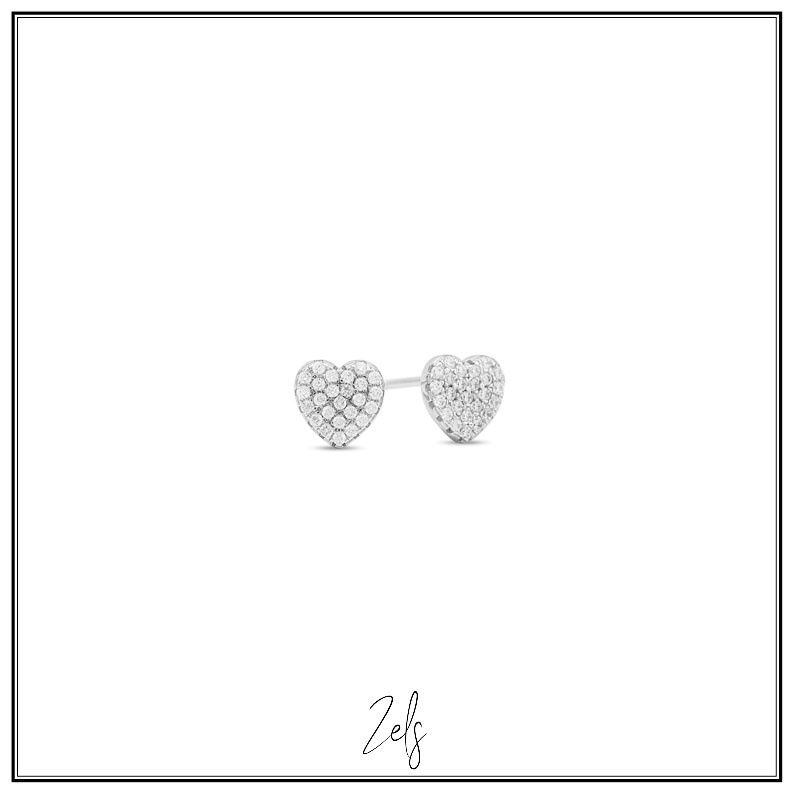 Oorbellen hartjes met zirconium