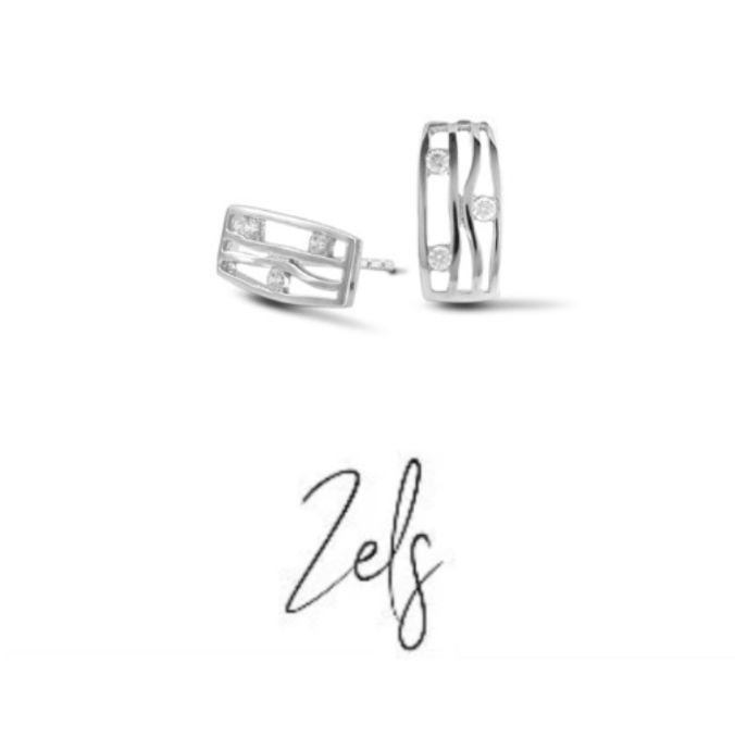 Oorbellen rechthoek zilver met zirconium