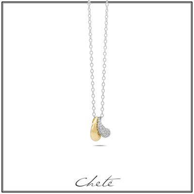 Ketting met bicolor hanger druppelvorm