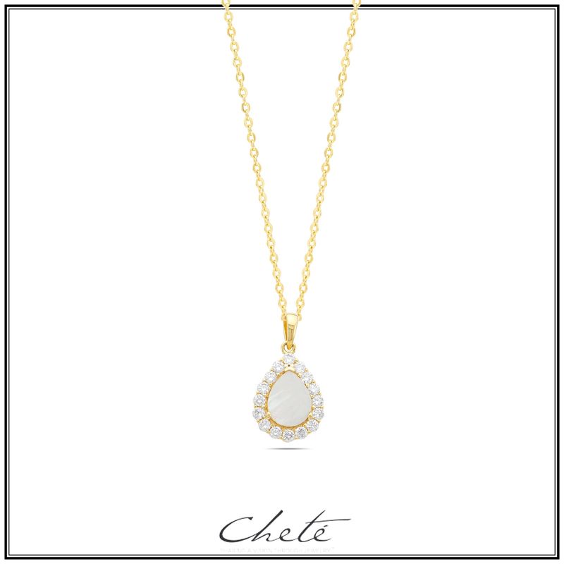 Ketting met hanger zirconium en Mother of Pearl