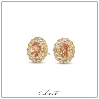 Oorbellen stekers met champagne cz en white cz