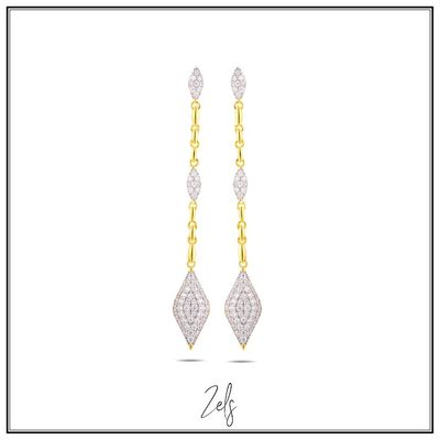 Hangoorbellen ruitjes met zirconium, verguld