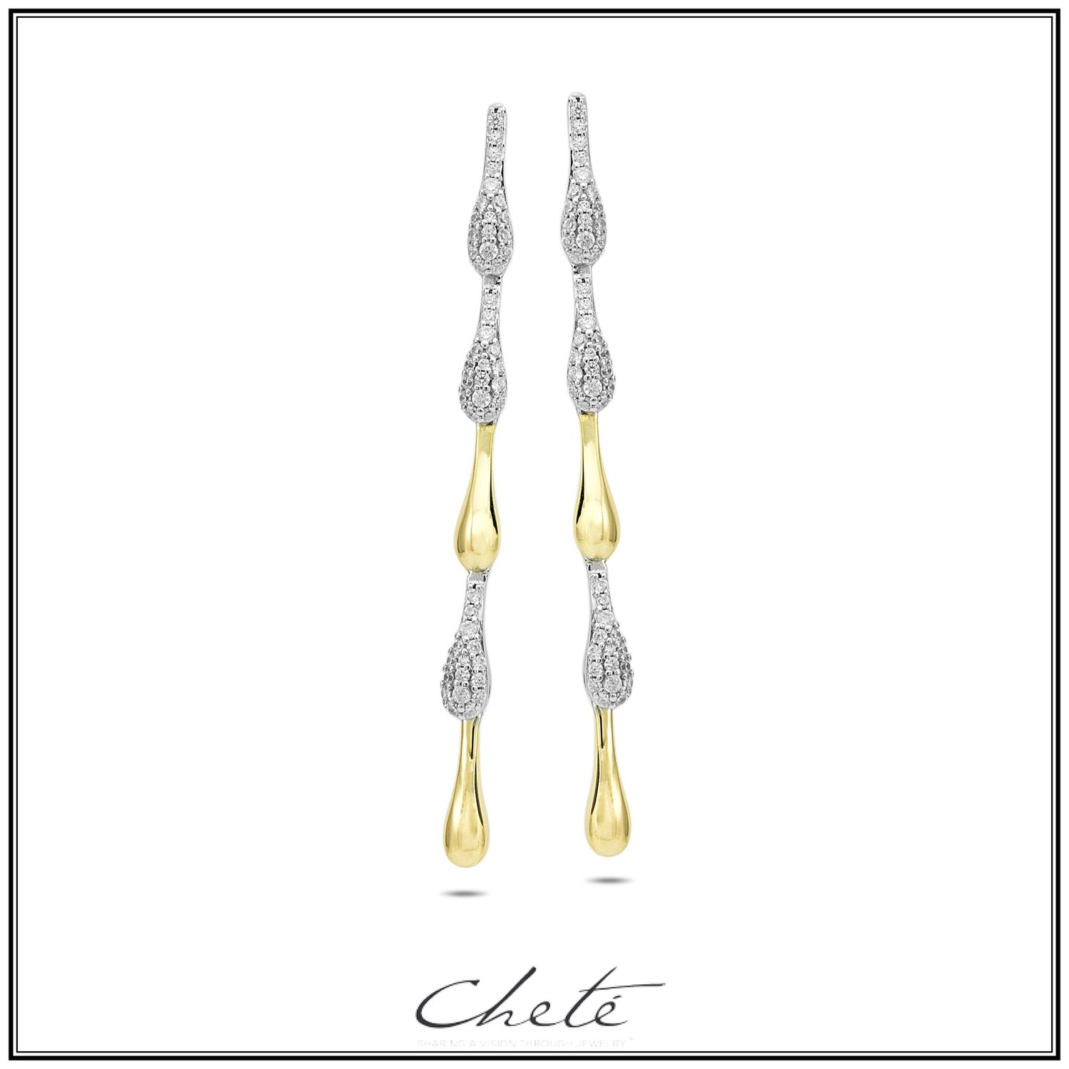 Feestelijke hangoorbellen bicolor met zirkonium