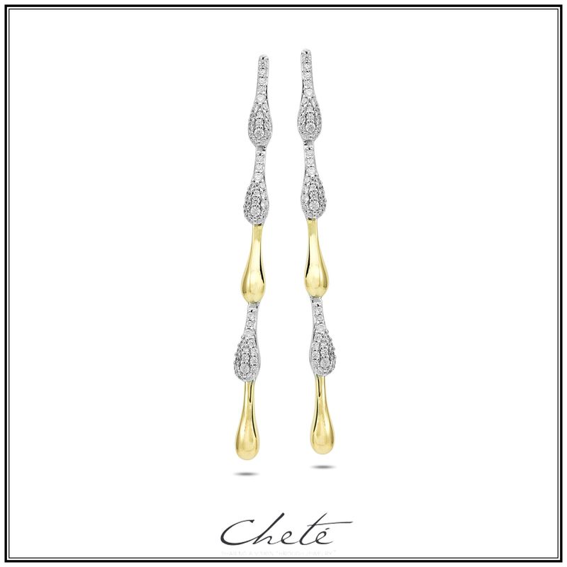 Feestelijke hangoorbellen bicolor met zirkonium