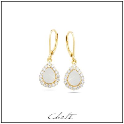 Hangoorbellen met zirconium en Mother of Pearl