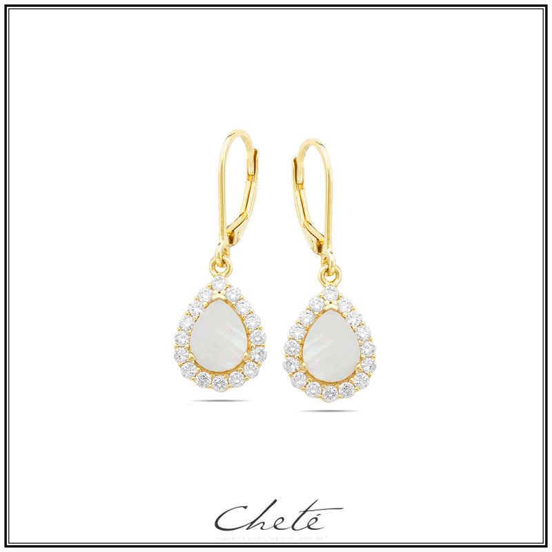 Hangoorbellen met zirconium en Mother of Pearl