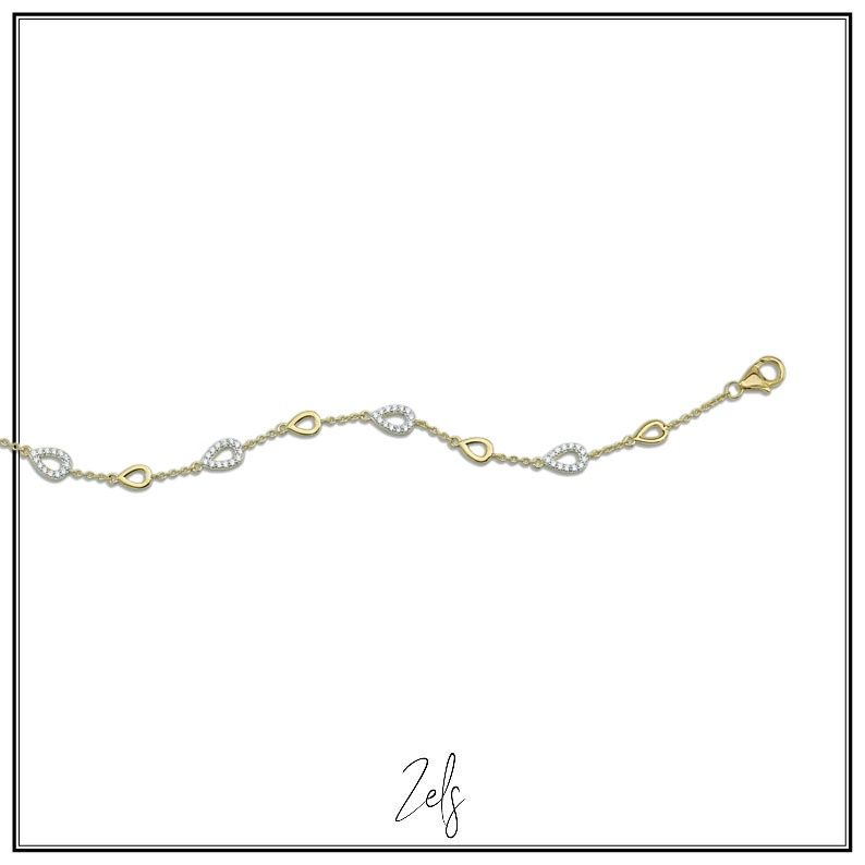 Armband met druppelvormpjes met zirconium, verguld