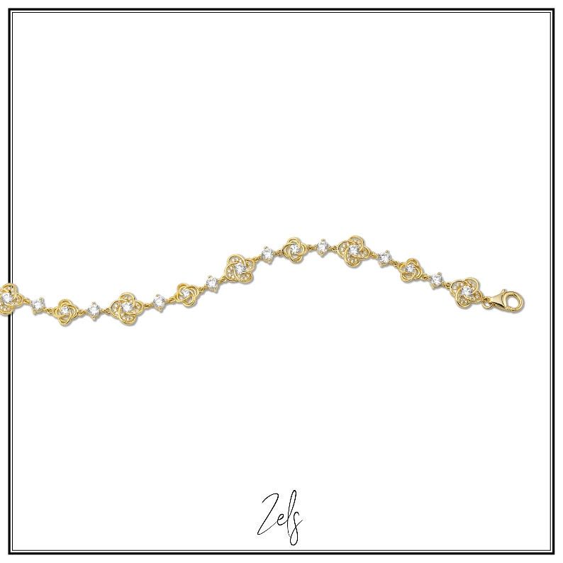 Armband bloemvormige schakels met zirconium