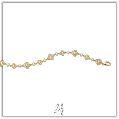 Armband bloemvormige schakels met zirconium