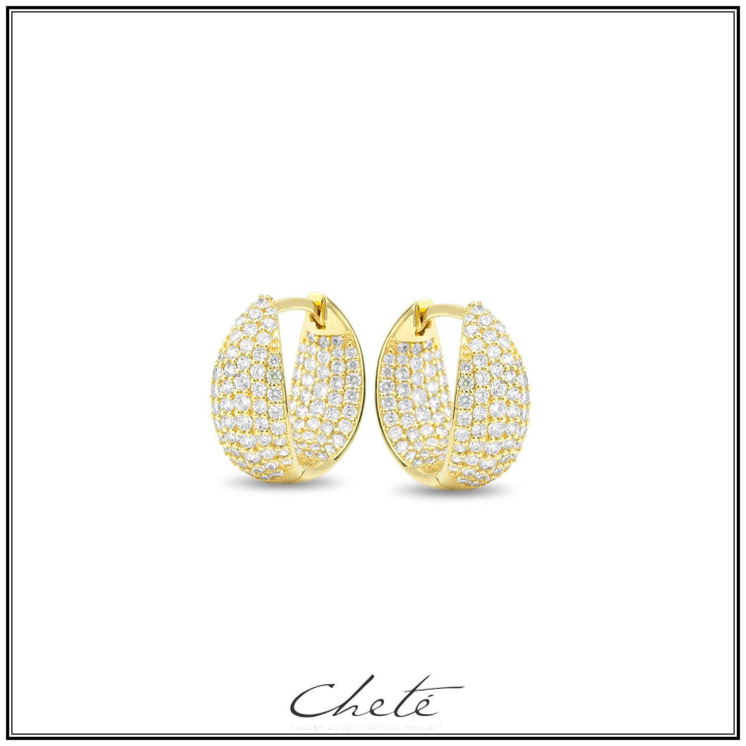 Oorbellen afgewerkt met zirconium, verguld