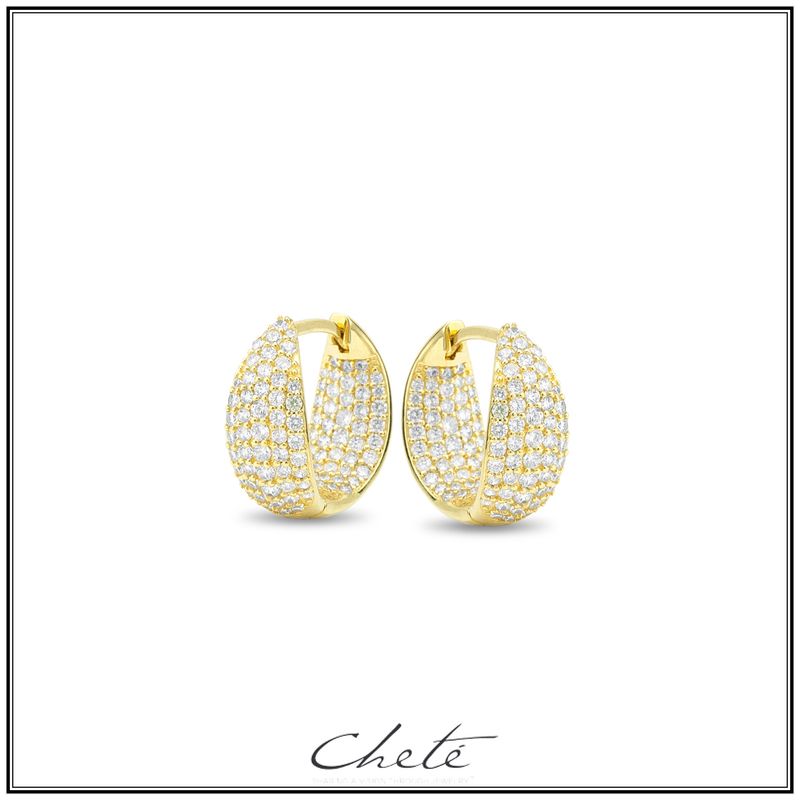 Oorbellen afgewerkt met zirconium, verguld