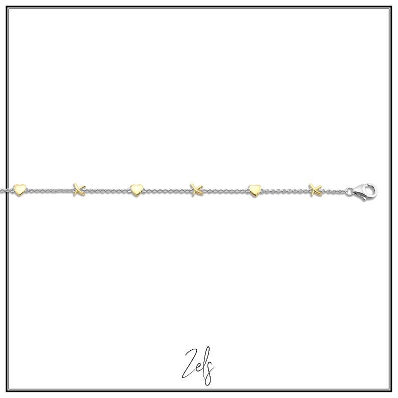 Armband met speelse hartjes en kruisjes in goudaccent