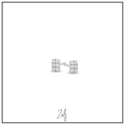 Subtiele kleine rechthoekige oorbelletjes met sprankelende zirconia