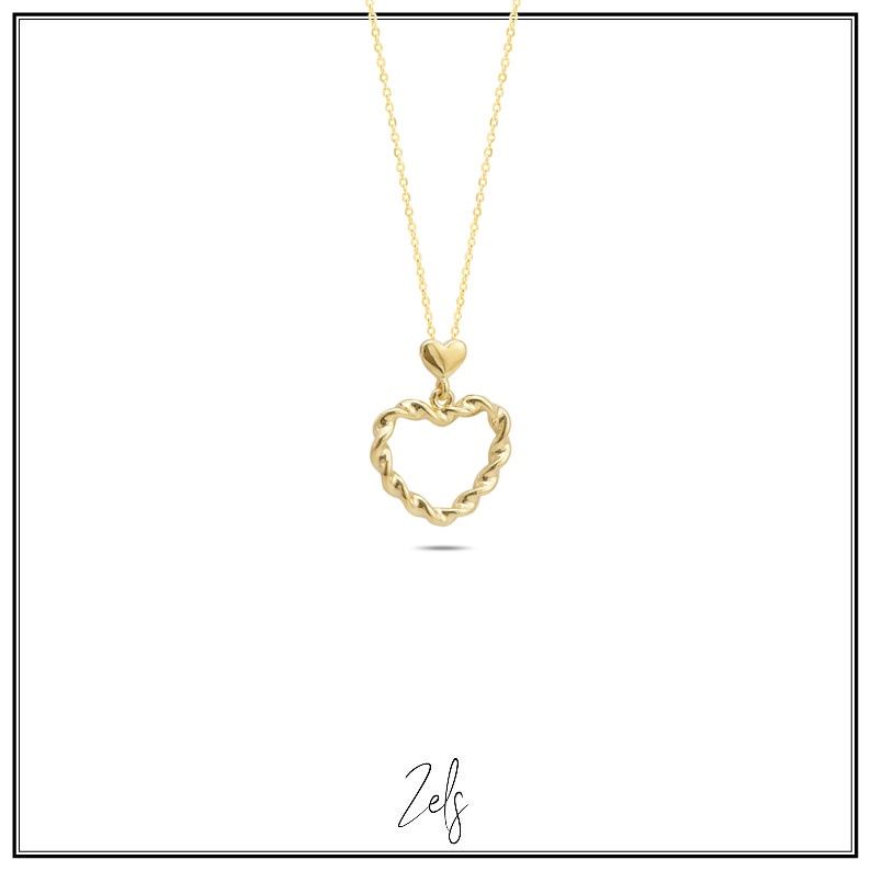 Ketting met speels gedraaid open hartje, lief en tijdloos.