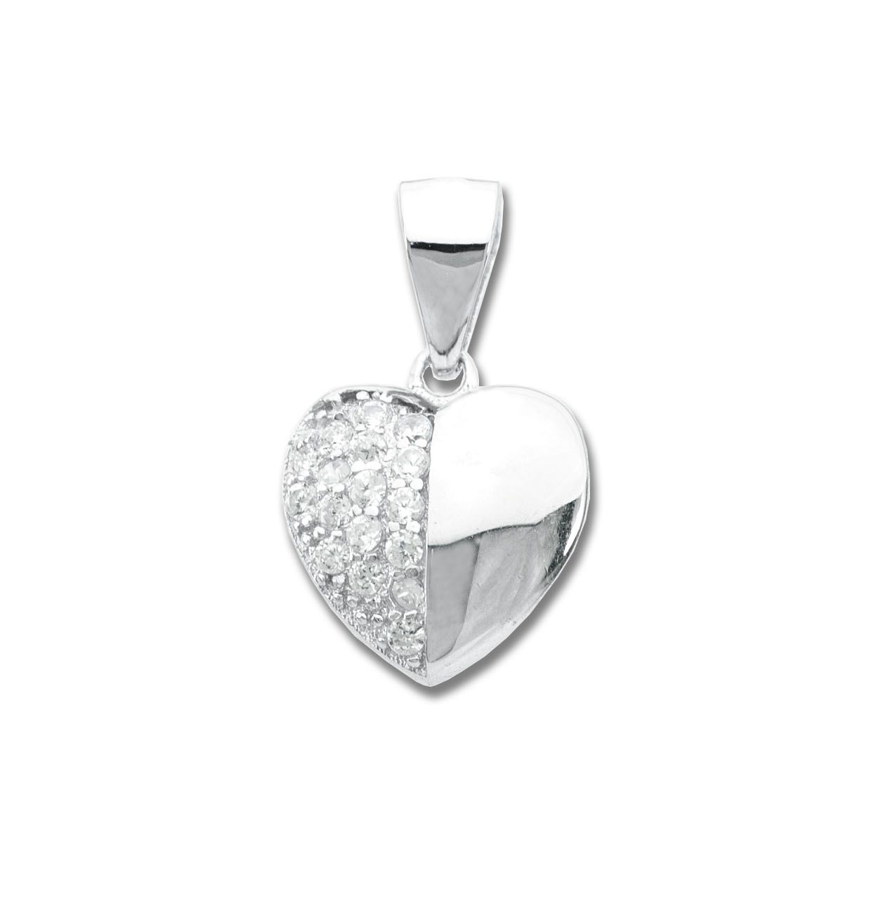 Hangertje, hartje deels bezet met sprankelende steentjes.