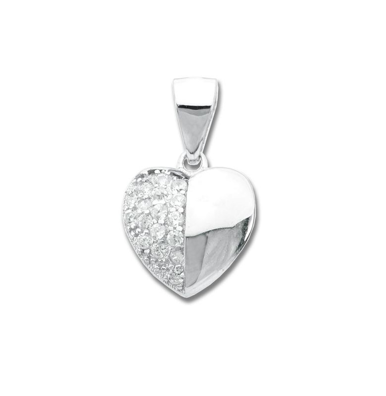 Hangertje, hartje deels bezet met sprankelende steentjes.