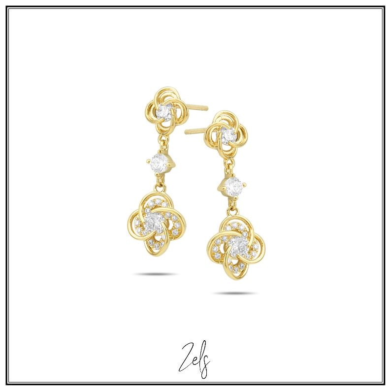 Ellegante oorbellen met speelse bloemen, subtiel afgewerkt met zirkonia's