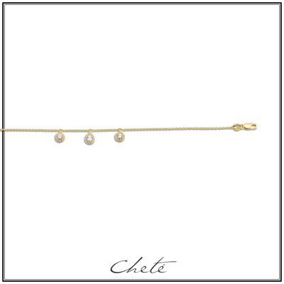 Elegante armband met 3 hangertjes, met sprankelende zirkonia&#39;s gezet