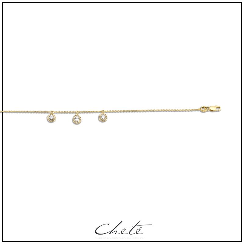 Elegante armband met 3 hangertjes, met sprankelende zirkonia's gezet