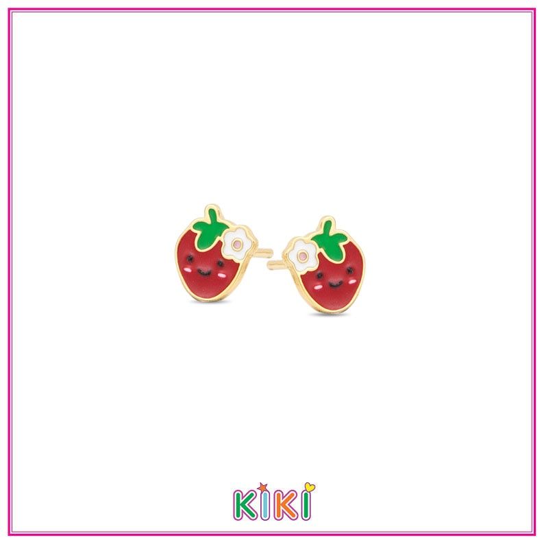 Kinderoorbellen leuke aardbeitjes zirkonia