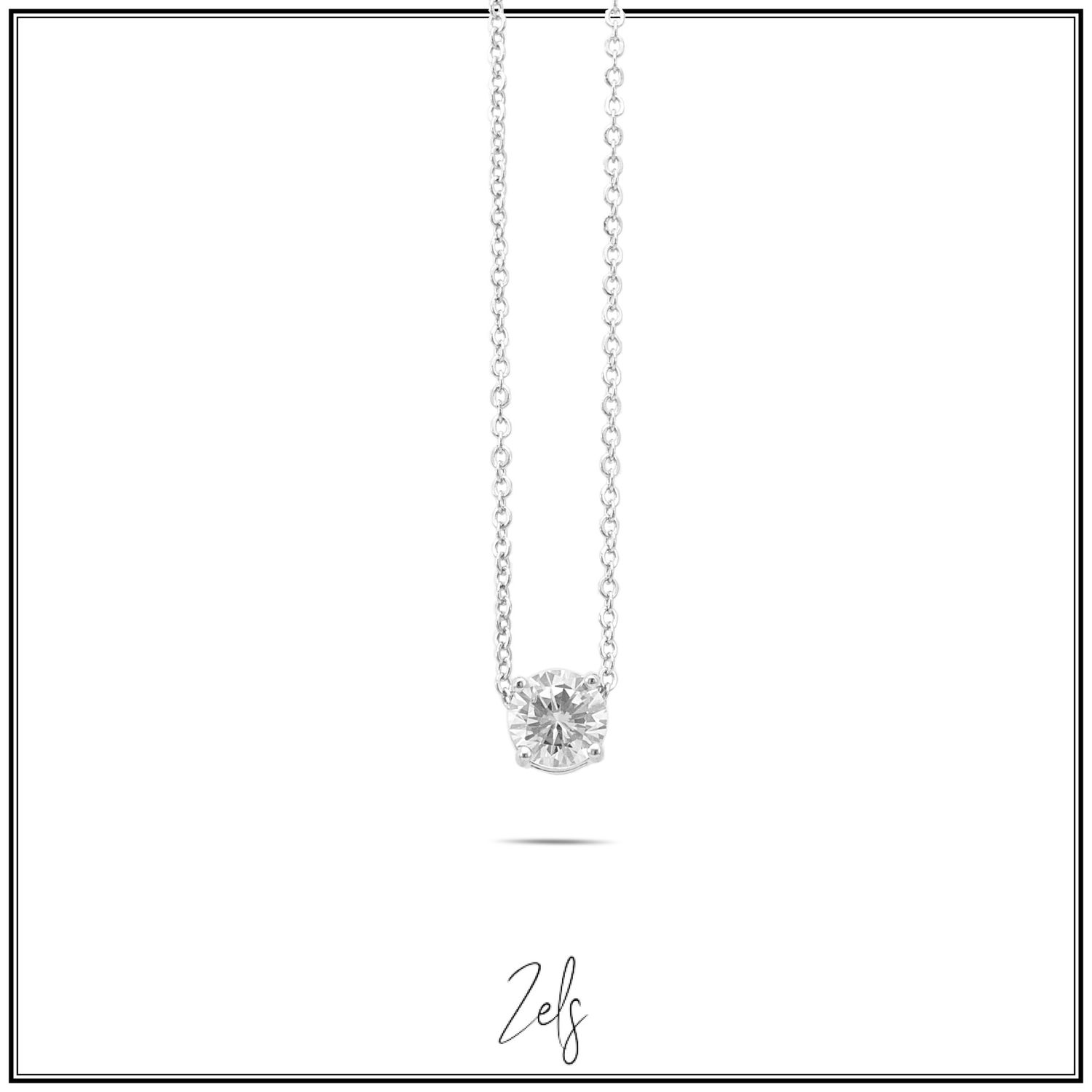 Ketting met solitaire ronde crystal steen 6mm