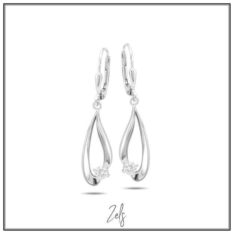 Hangende oorbellen, open druppelvorm met fonkelende steen voor een verfijnde look.