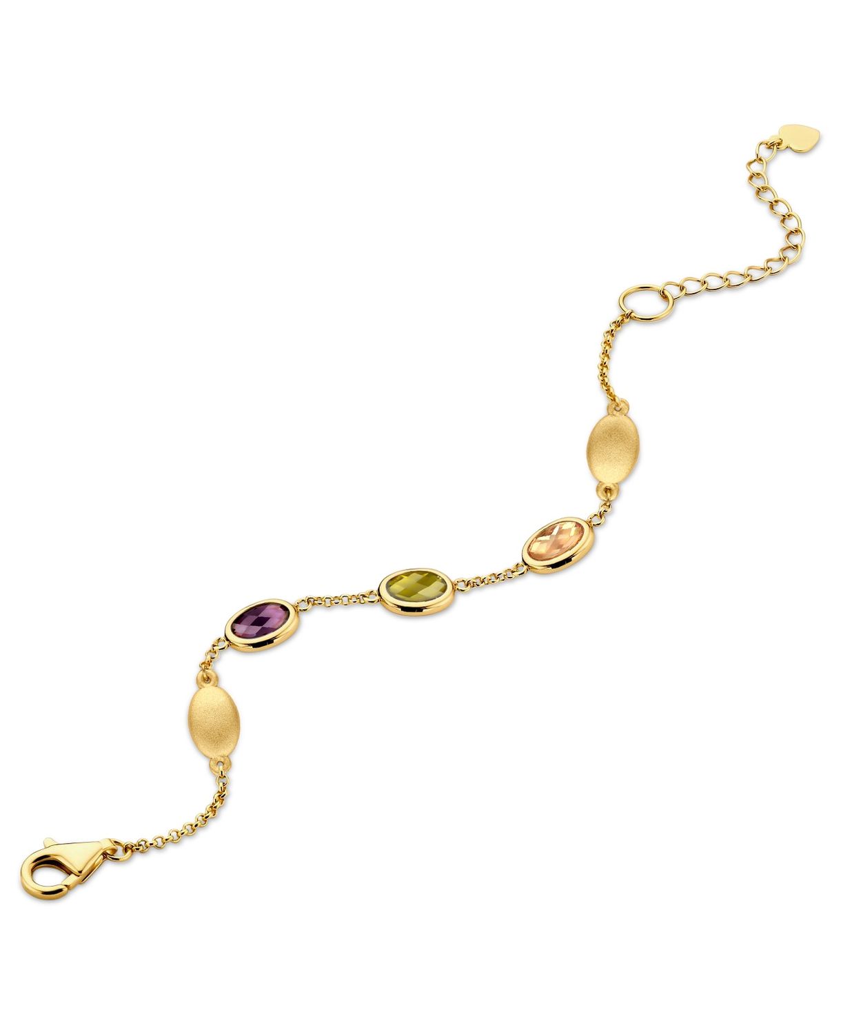 * Goldplated armband bezet met amethist, champagne en peridoot