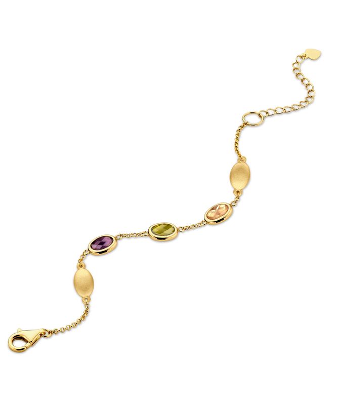 * Goldplated armband bezet met amethist, champagne en peridoot