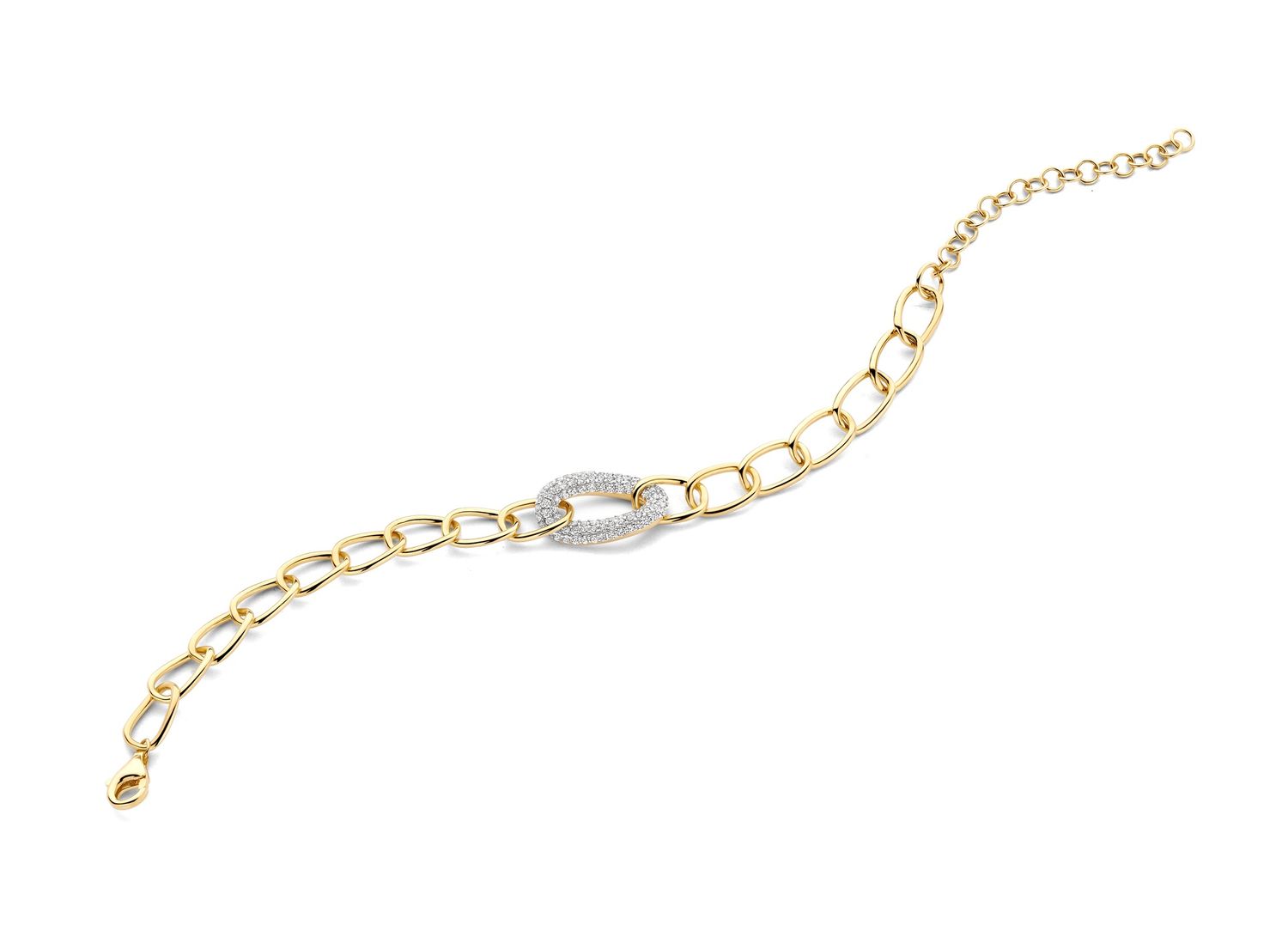 * Elegante armband met sprankelende pavé bezette tussenring als blikvanger