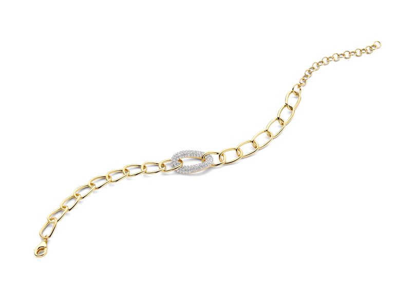 * Elegante armband met sprankelende pavé bezette tussenring als blikvanger