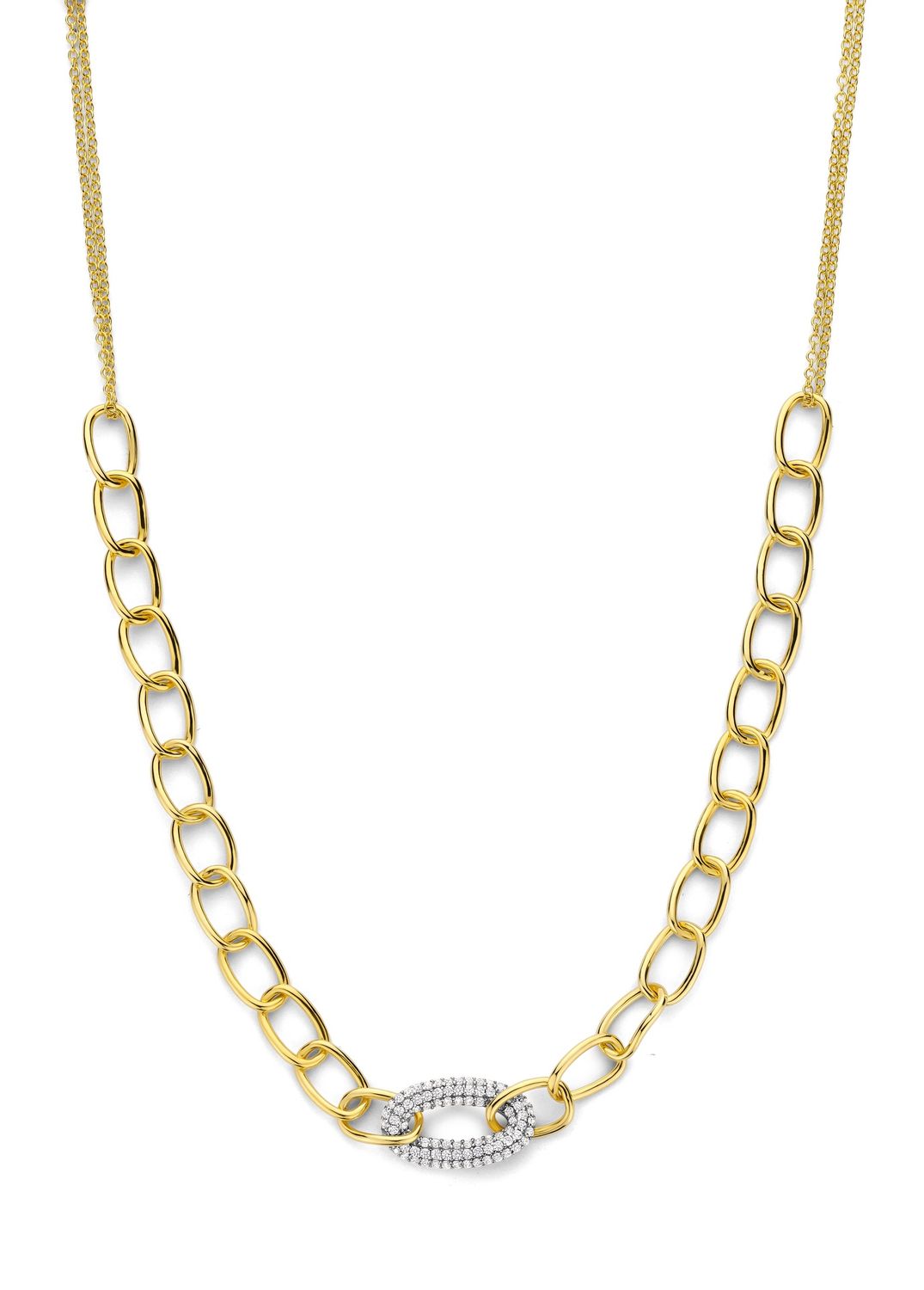 * Elegante ketting met sprankelende pavé bezette tussenring als blikvanger