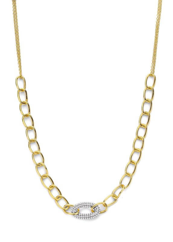 * Elegante ketting met sprankelende pavé bezette tussenring als blikvanger