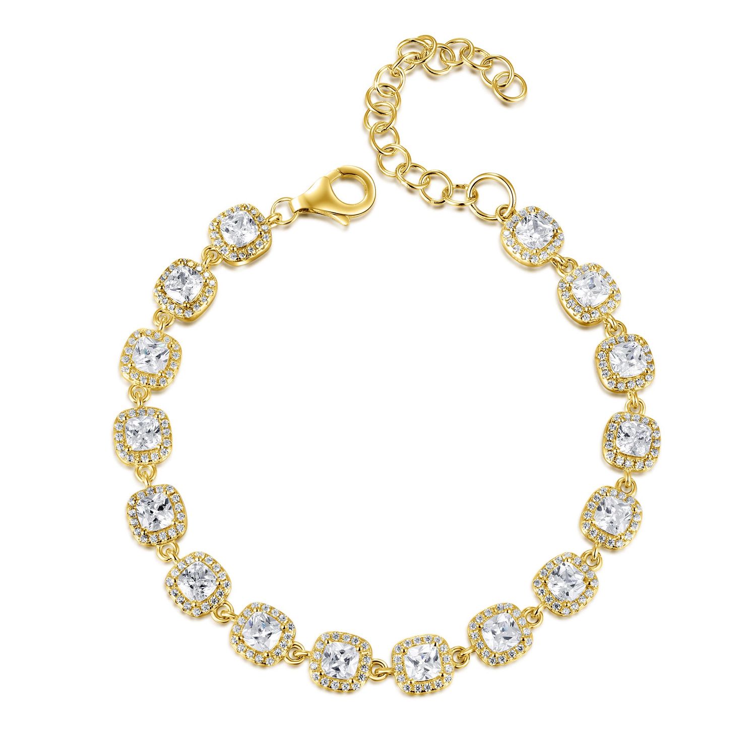 Luxueuse armband met cushion steentjes en een stralende halo-zetting