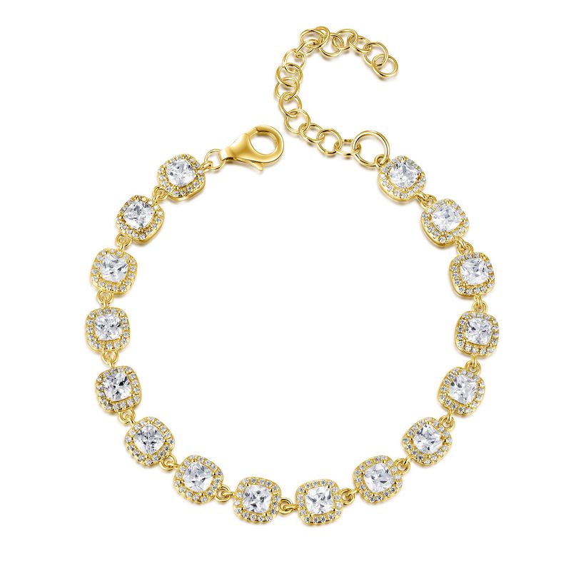 Luxueuse armband met cushion steentjes en een stralende halo-zetting