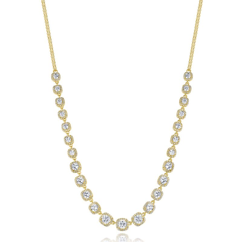 Luxueuse ketting met cushion steentjes in een stralende halo-zetting
