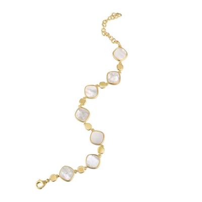 Elegante armband met tijdloze vierkante parelmoer schakels