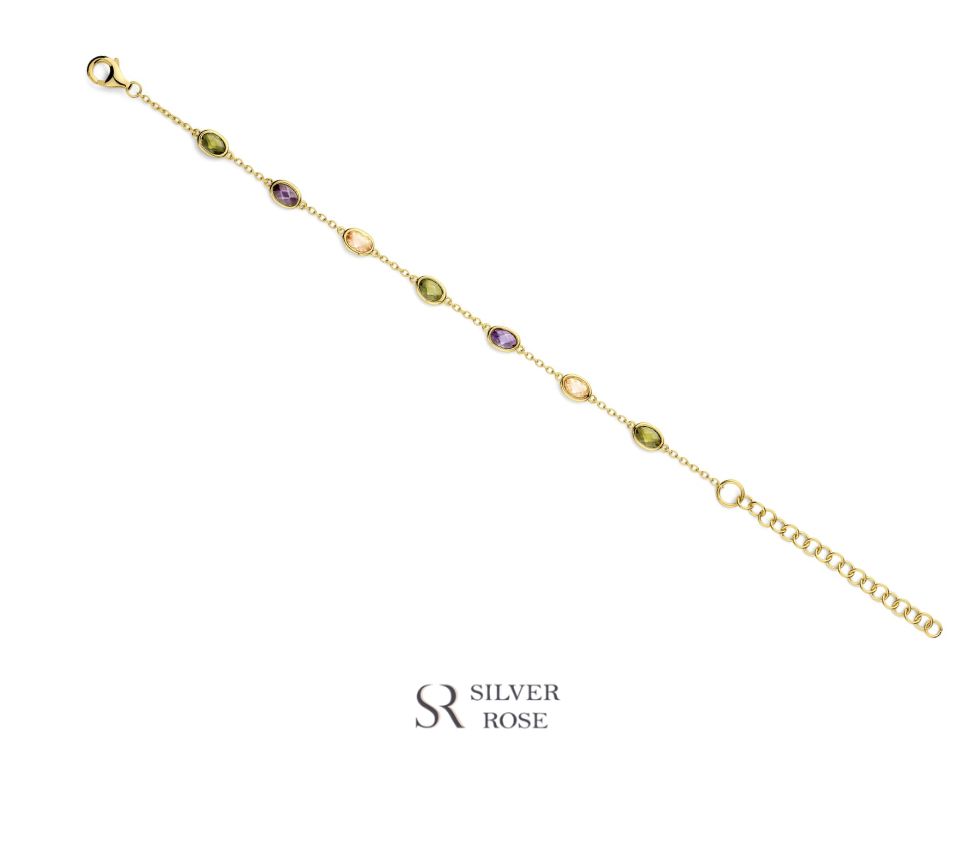 Fijne armband met subtiele kleurrijke facetgeslepen steentjes