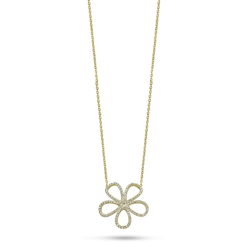 Ketting met opengewerkte speelse bloem bezet met sprankelende zirkonia's