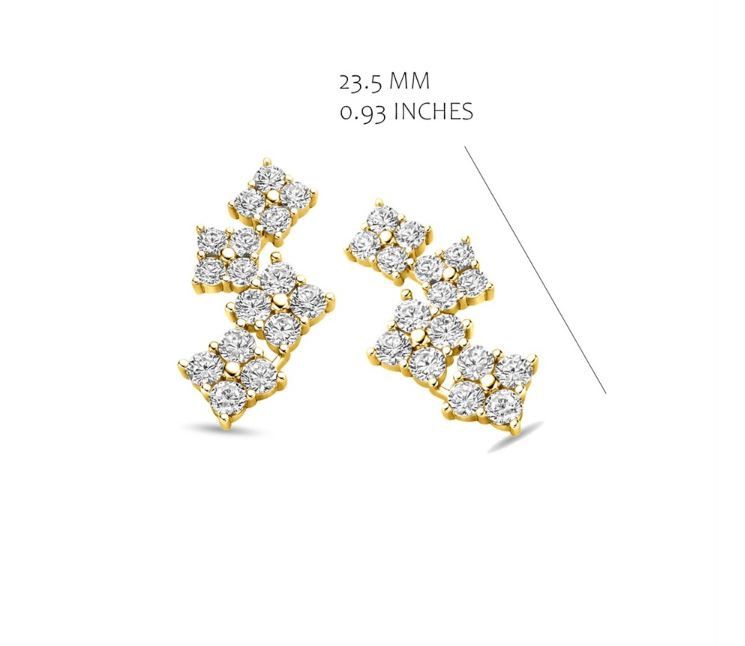 Speelse moderne oorbellen met vierkante clusters van zirkonia's