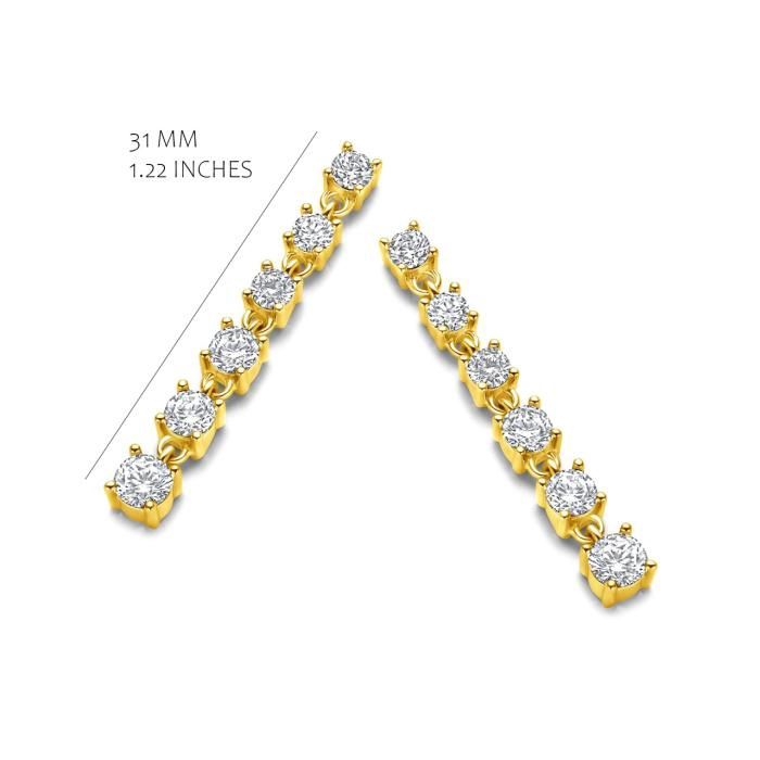 Hangende flexibele oorbellen met een rij sprankelende zirkonia&#39;s