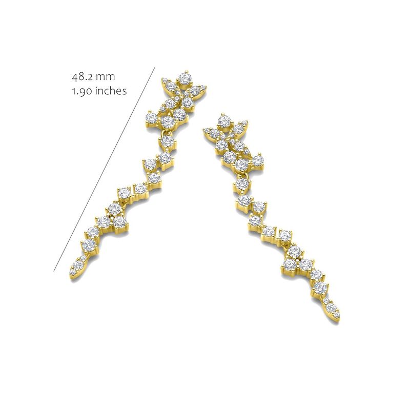 Hangende oorbellen met een verfijnde lijn van fonkelende zirkonia's, sierlijk en luxueus