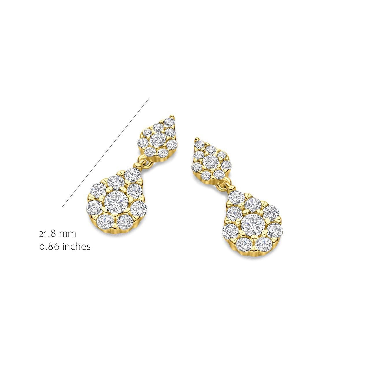 Stijlvolle oorbellen in druppelvorm, rijk bezet met stralende stenen.