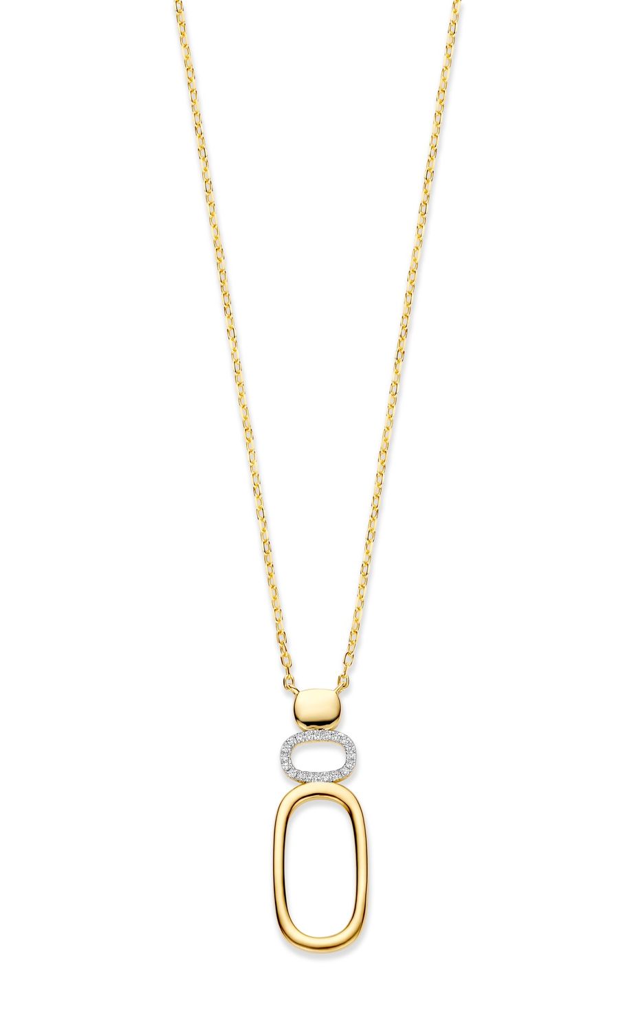 Elegante ketting met een modern design en een sprankelend pavé-detail voor een eigentijdse look.