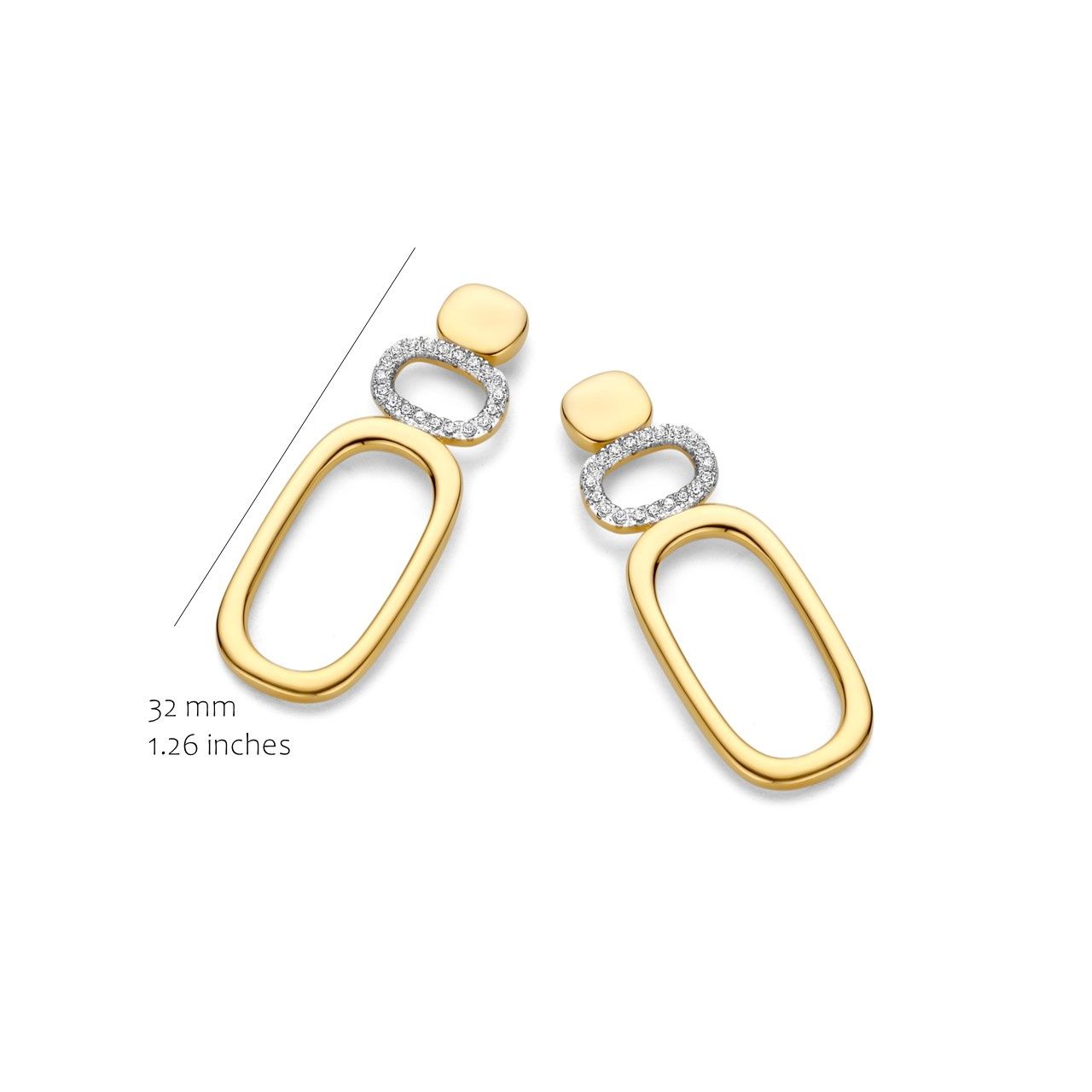 Elegante oorbellen met een modern design en een sprankelend pavé-detail voor een eigentijdse look.