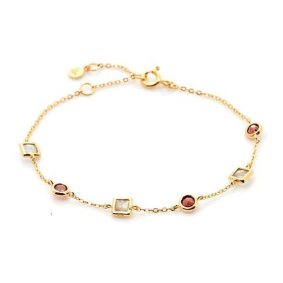 Armband met granaat en labradoriet.