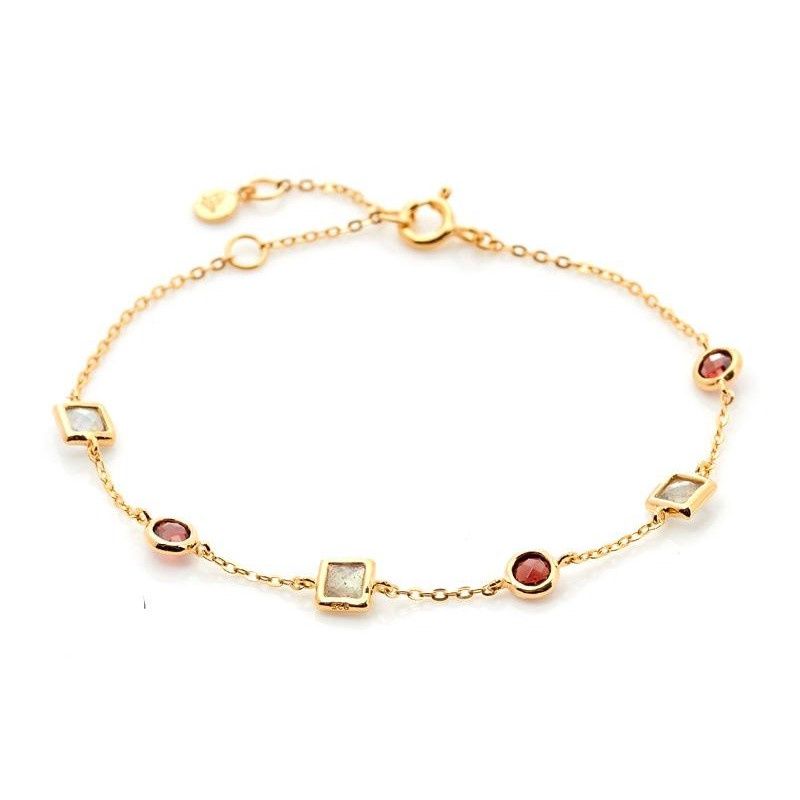 Armband met granaat en labradoriet.