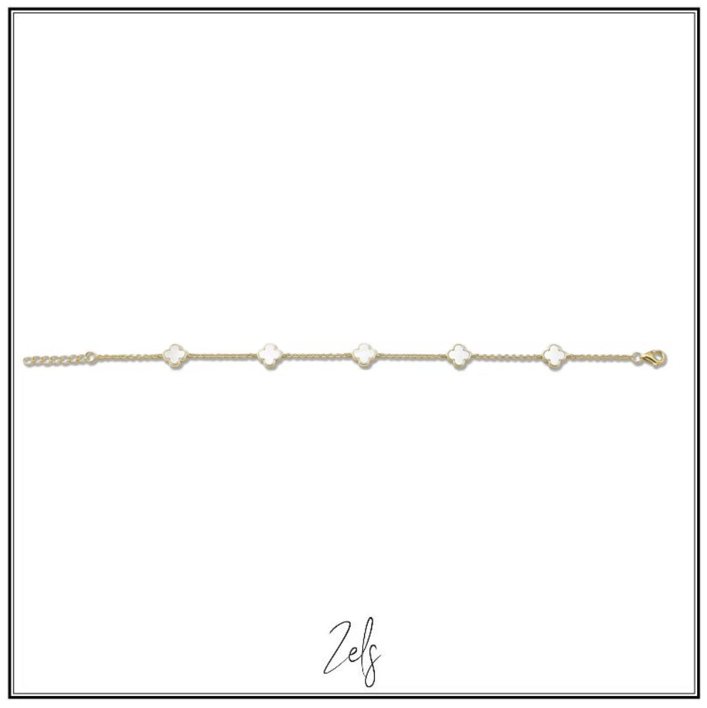 Elagante armband met klaver elementen in parelmoer